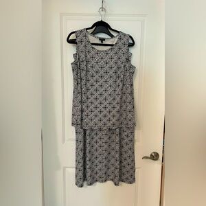 Talbots 2 pc Black and White Patterned skirt & tank